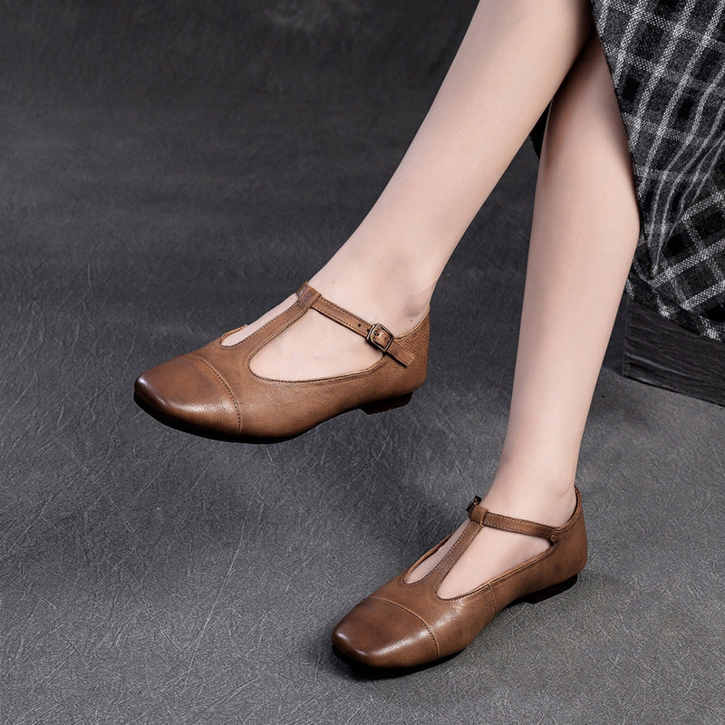 Women's Retro Style Square Head French Temperament Casual Shoes