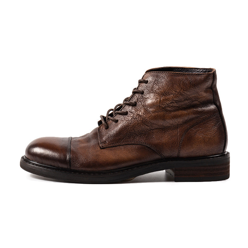 Men's Working Hand-rub Color First Layer Cowhide Boots