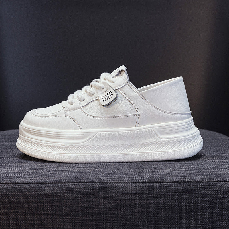 Women's White Spring Thick Bottom Height Increasing Insole Popular Women's Casual Shoes