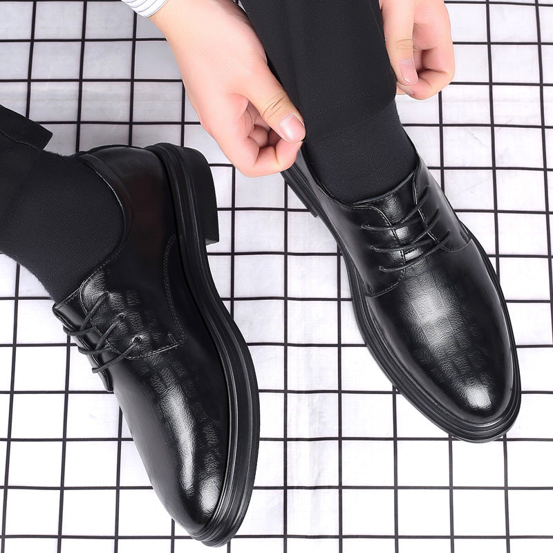 Men's Increasing Insole Soft Bottom Trendy British Leather Shoes
