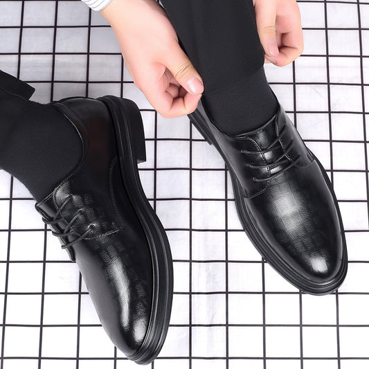 Men's Increasing Insole Soft Bottom Trendy British Leather Shoes