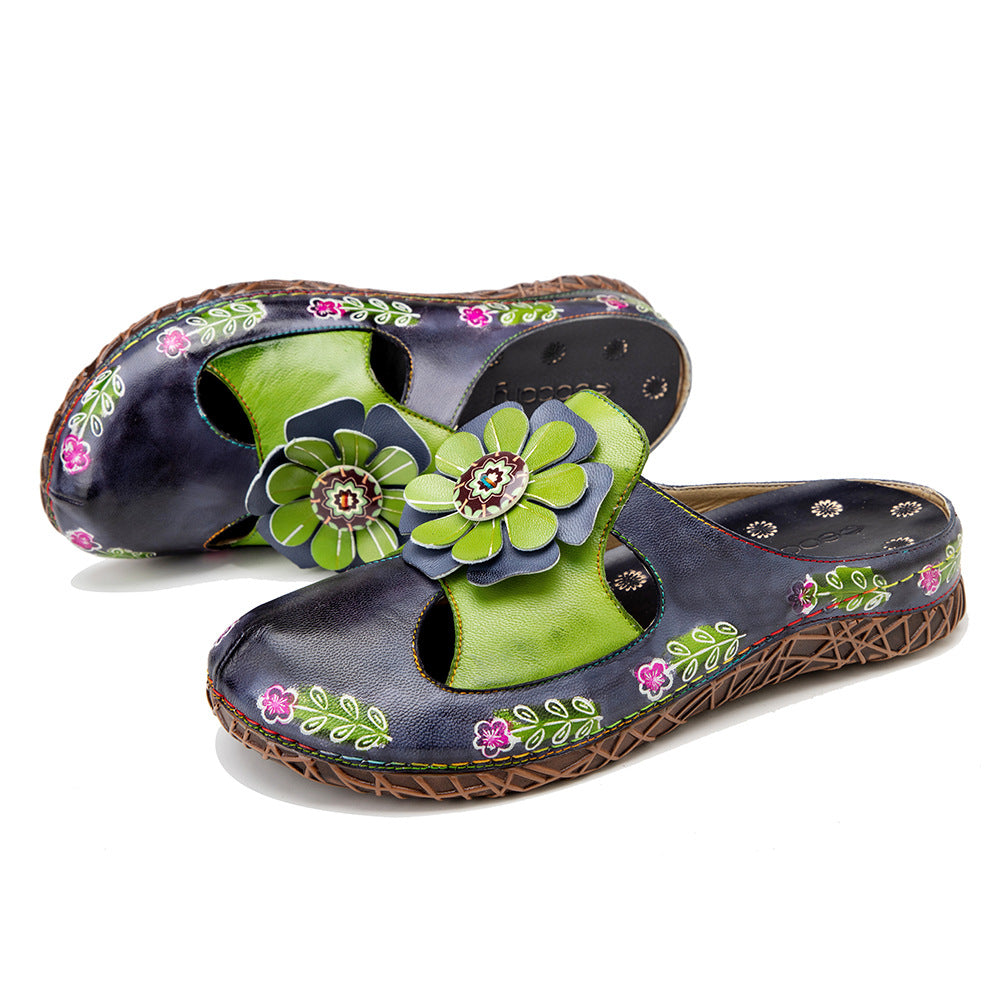 Women's Flat Flower Daily Home Leisure Half Sandals