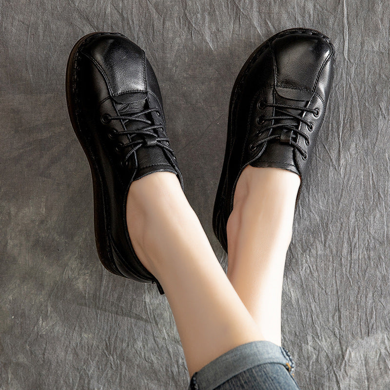 Women's High-cut Retro Lace Up Brushed Pumps Casual Shoes