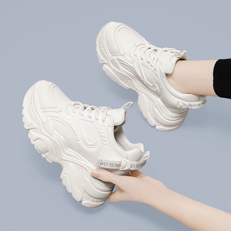 Women's Sports Platform Black Daddy Height Increasing Sneakers