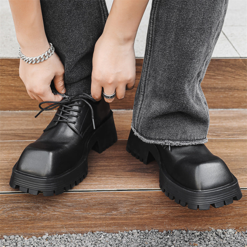 Men's Paris Platform Elevator Wild British Derby Leather Shoes