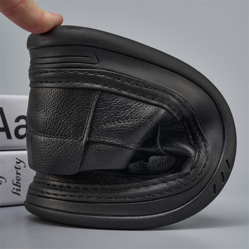 Men's Fat Feet Wide Toe Pure Cowhide Outdoor Leather Shoes