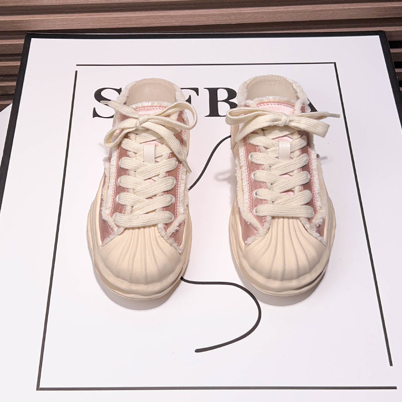 Women's Satin White Raise The Bottom Shell Toe Women's Casual Shoes
