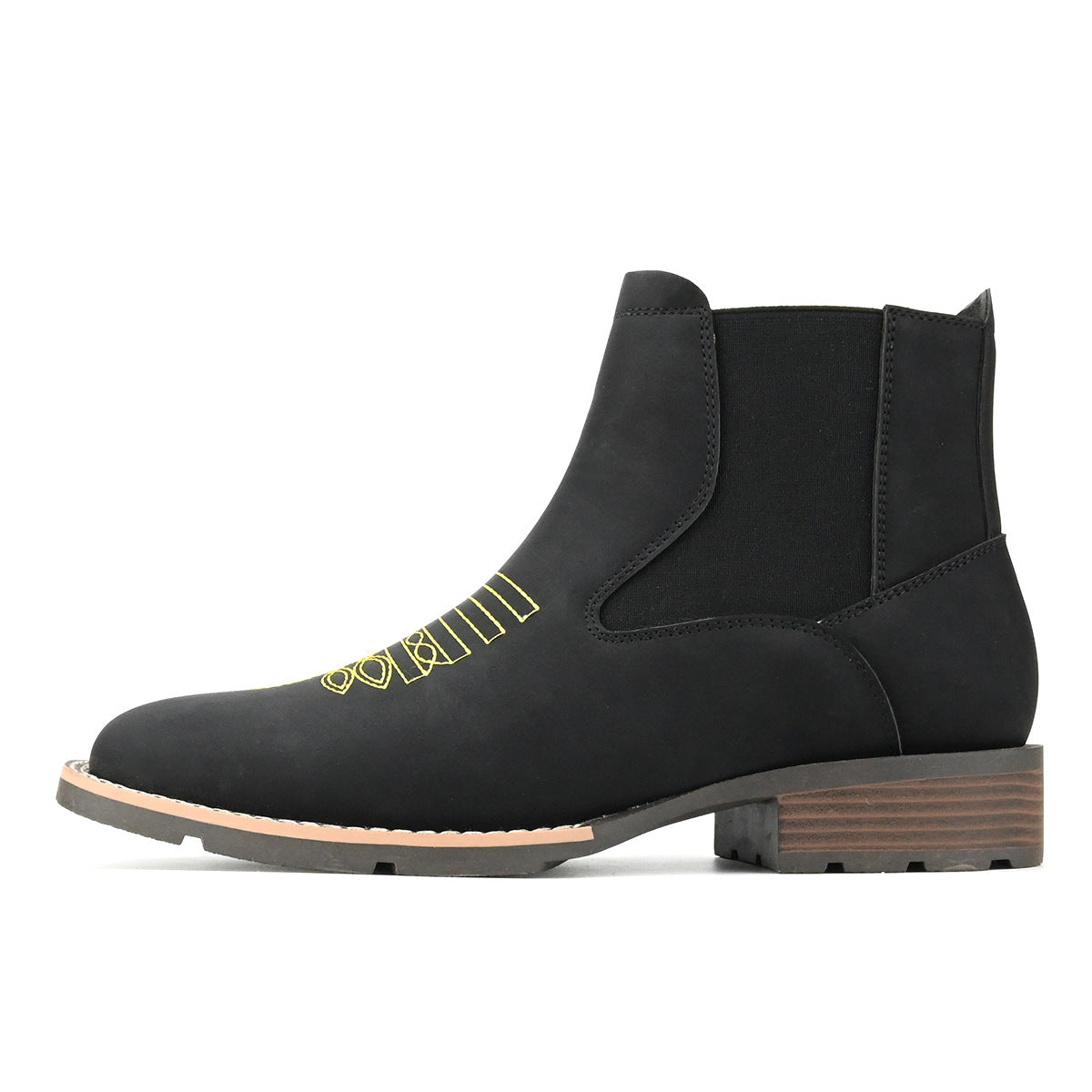 Men's Durable Embroidered Slip-on Chelsea Martin Boots