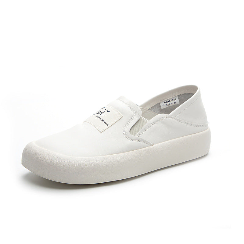 Women's Retro White Soft Bottom Surface Square Toe Sneakers