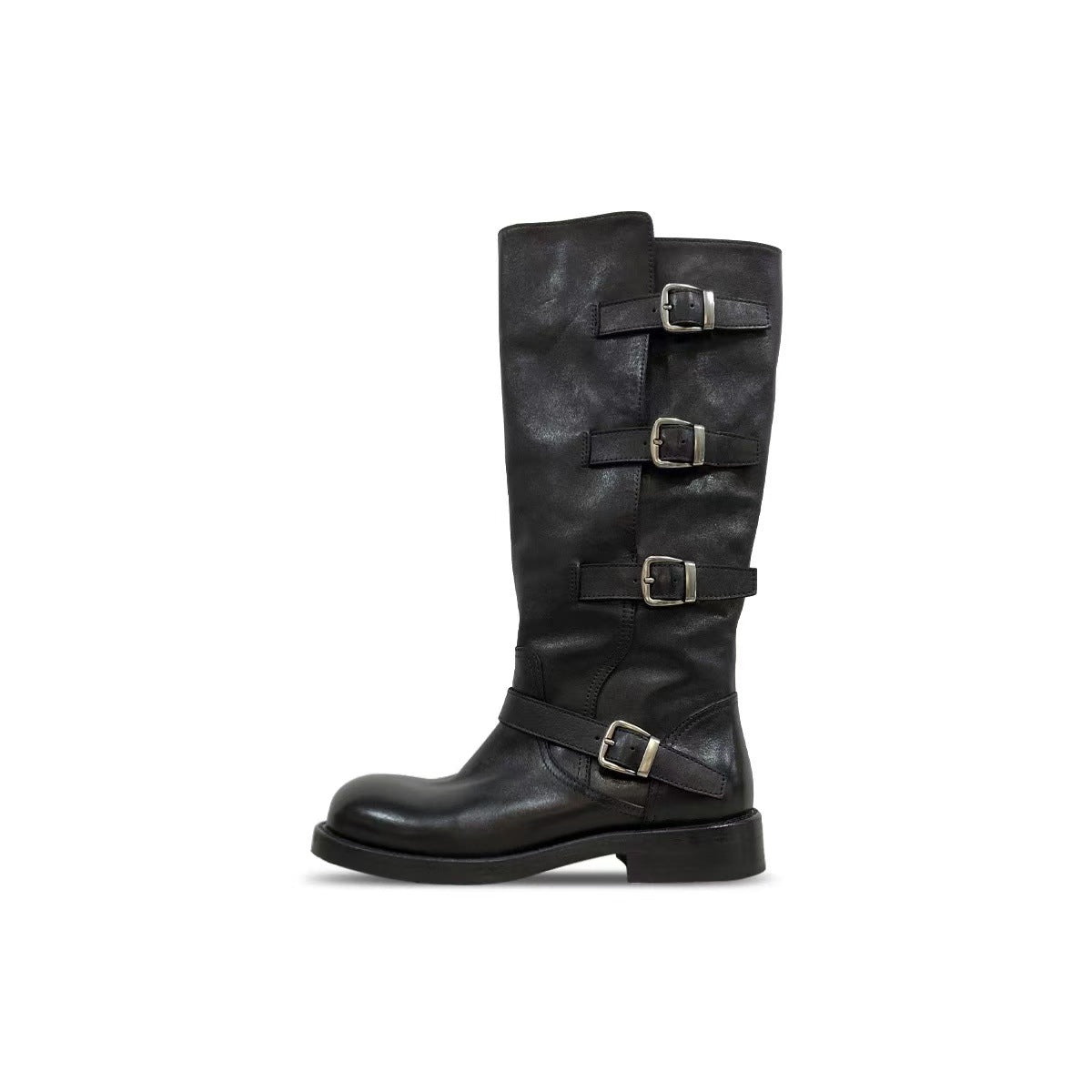 Women's Washed Horse Martin Long Buckle Boots