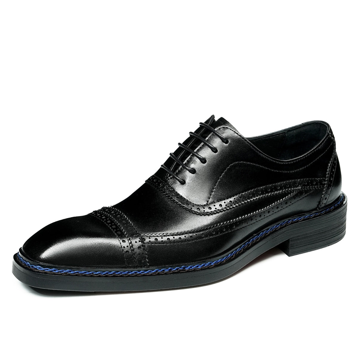 Men's Brogue Formal Wear Norwegian Seam Square Leather Shoes