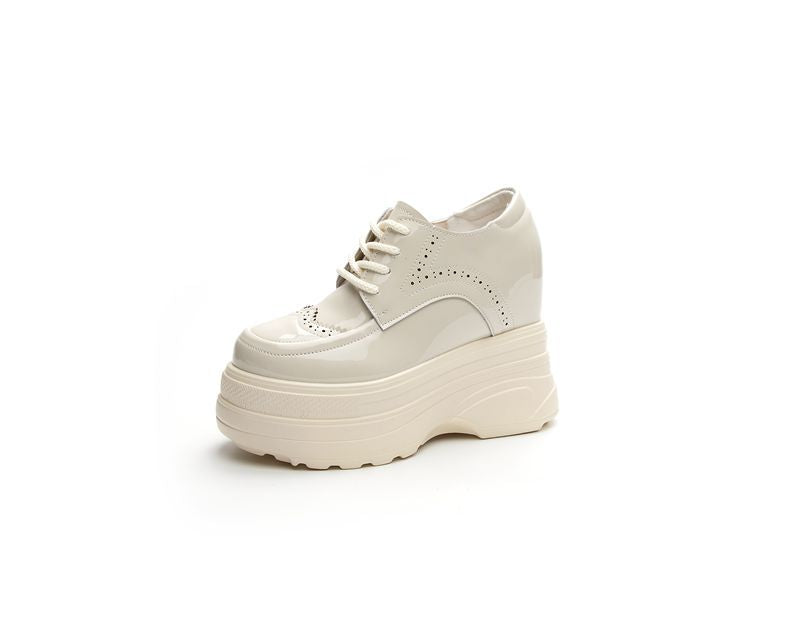 Women's Inner Height Increase High White For Leather Shoes