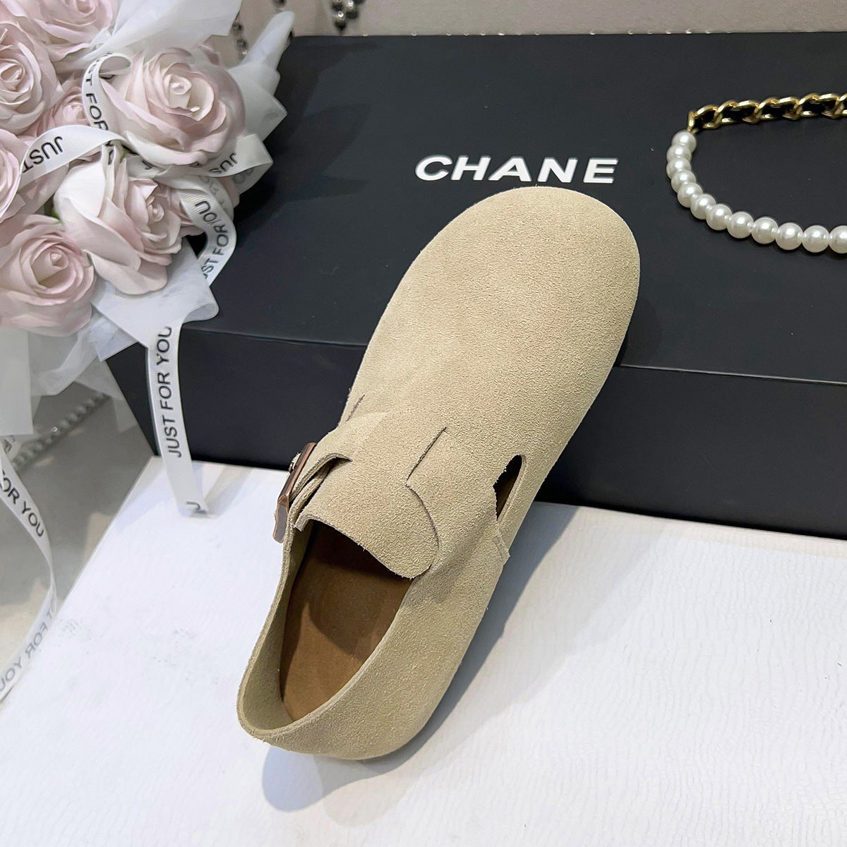 Gray Green Cow Suede Genuine All-inclusive Leisure Women's Casual Shoes