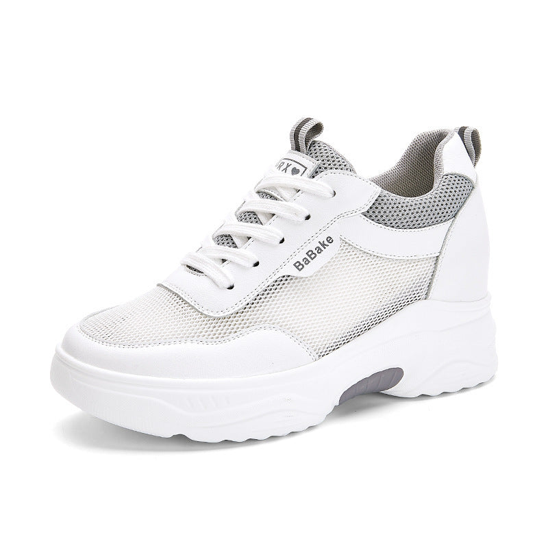 Women's Height Increasing Insole White Genuine Platform Women's Sports Shoes