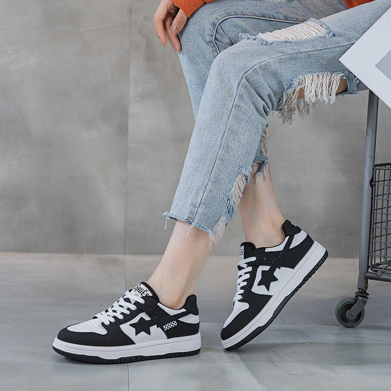 Women's Autumn White Flat Sports Board Plus Sneakers