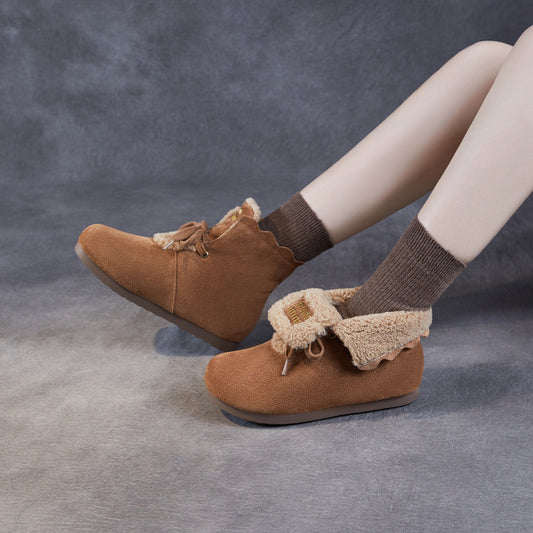 Women's Cotton Two Outer Wear Flat Bottom Snow Boots