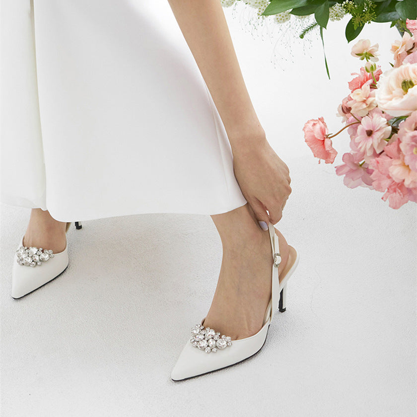Women's Stilettos Pointed Bridesmaid High Fashion White Heels