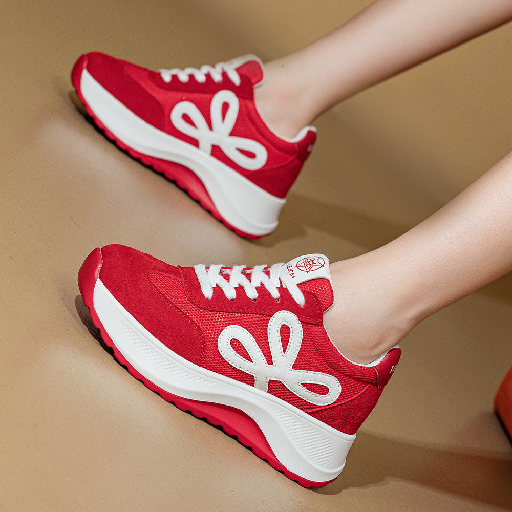 Women's Autumn Genuine Elevator Platform Small Single-layer Casual Shoes