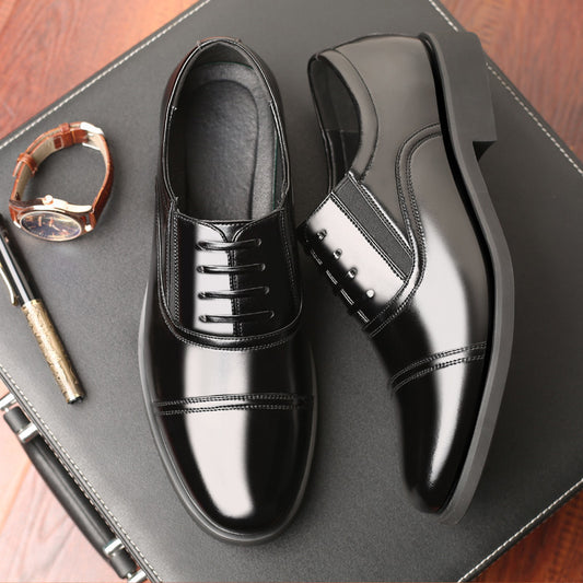 Men's Three Section Green Wedding Formal Wear Security Professional Business Leather Shoes