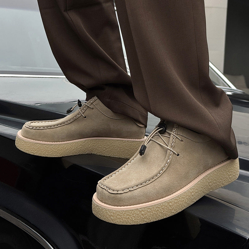 Leisure Tooling Square Toe Platform Fashion Leather Shoes