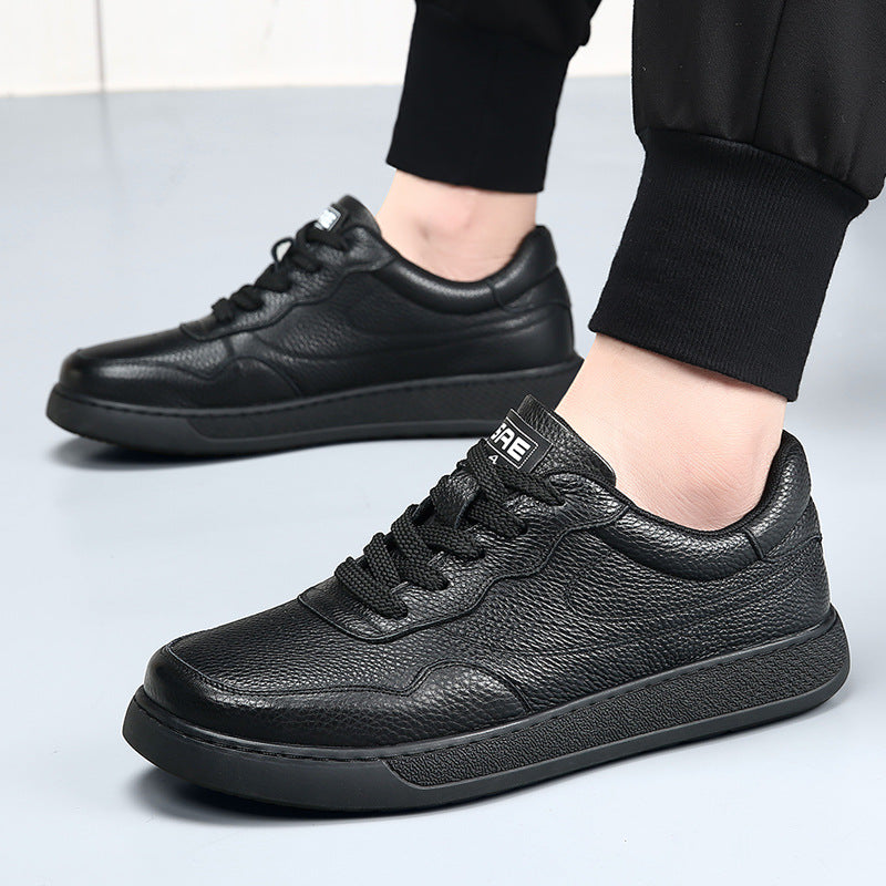 Men's Layer Cowhide Autumn Authentic Comfortable White Board Leather Shoes