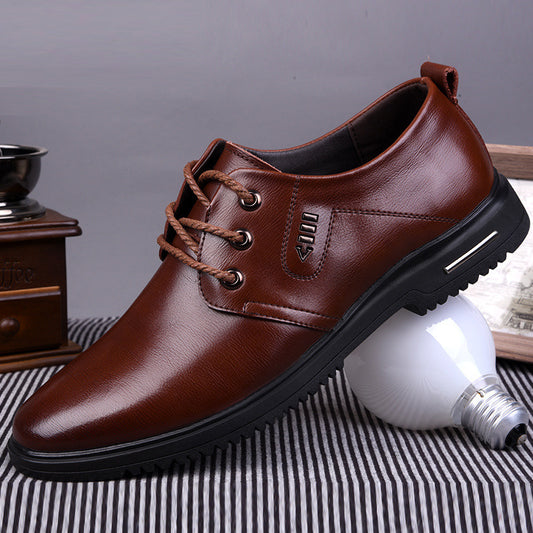 Men's Soft Cowhide Breathable Bottom Green Business Leather Shoes