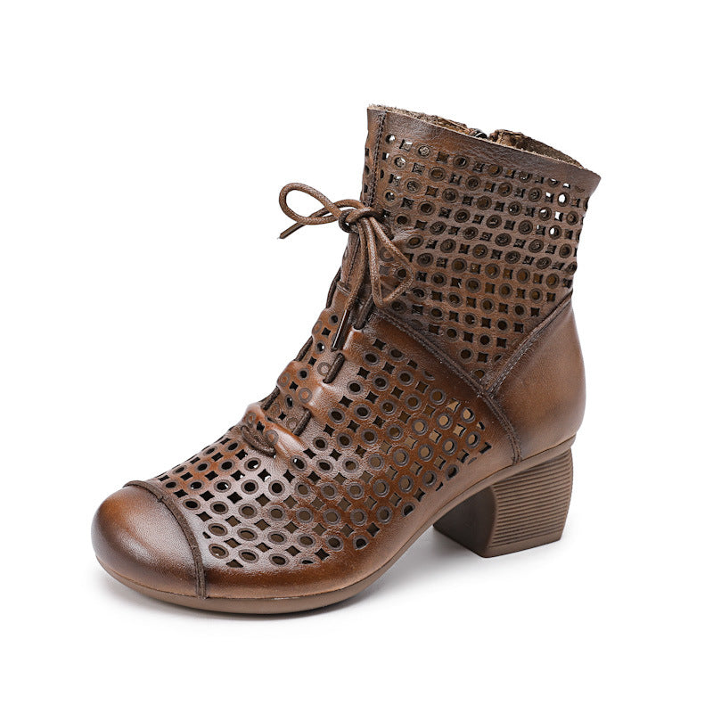 Women's Style Thick Mid Top Layer Soft Cowhide Inside Heels