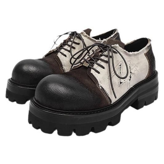 Men's Thick-soled Suede Derby Brushed Vintage Stitching Leather Shoes
