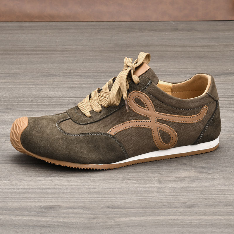 Men's Tilt Color Contrast Patchwork German Training Fashion Men's Casual Leather Shoes