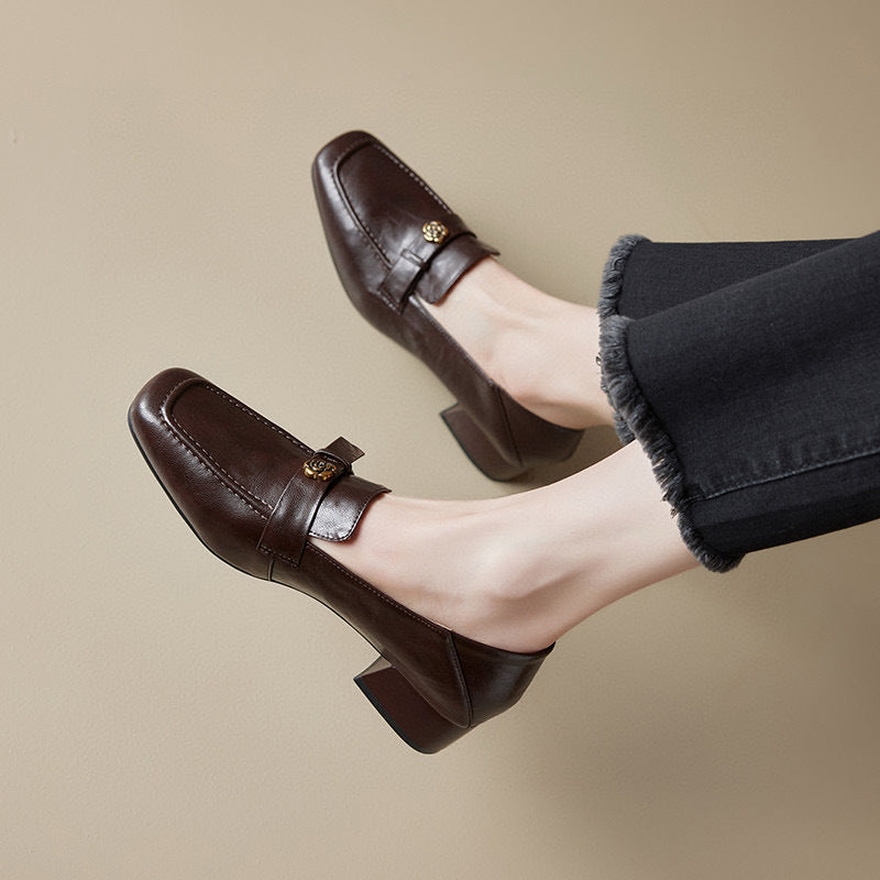 Women's Square Toe Pumps Spring British Style Loafers