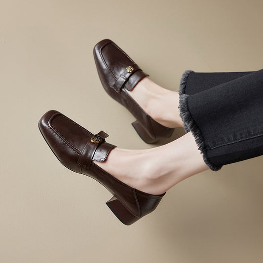 Women's Square Toe Pumps Spring British Style Loafers