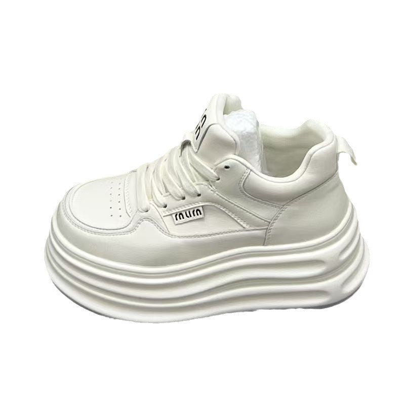 Women's Thick-soled Autumn Increased White Round Toe Casual Shoes