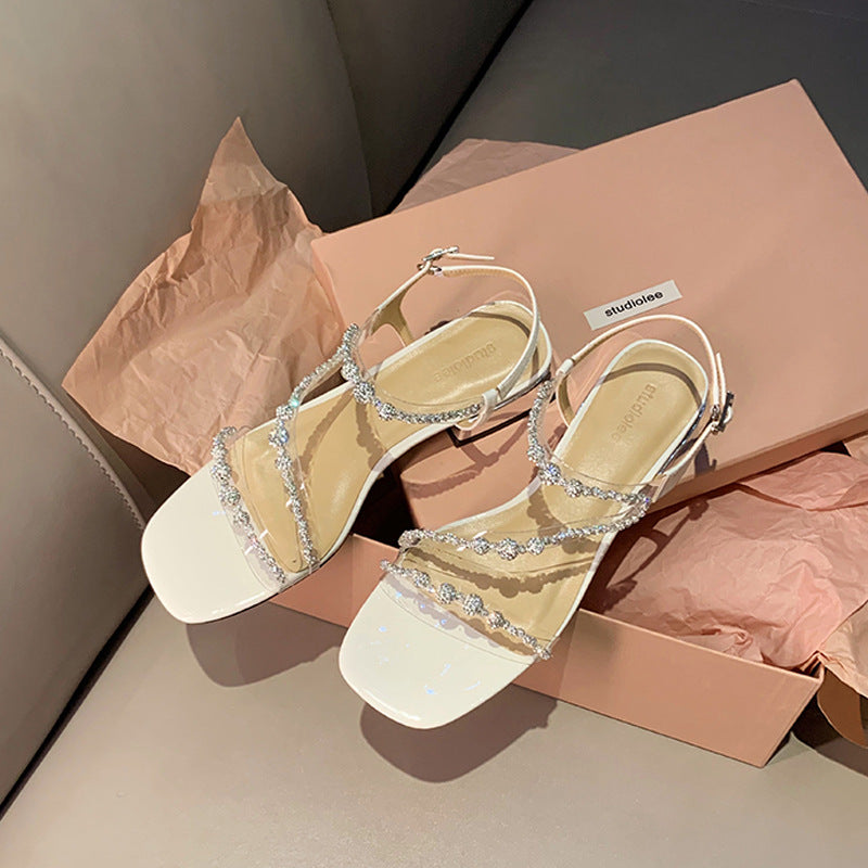 Women's Grape Mom Authentic Square Toe Transparent Heels