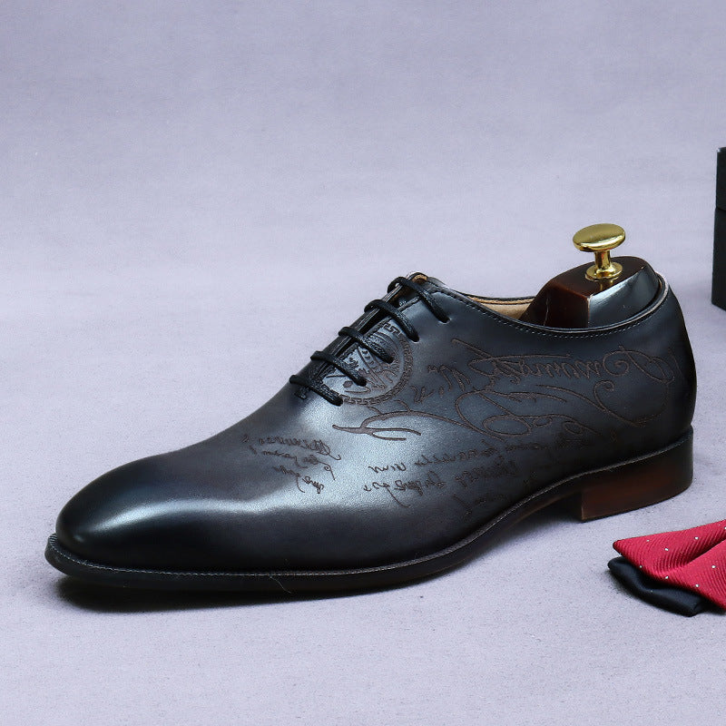 Men's Promotion Full Business Formal Wear Genuine Cow Handmade British Leather Shoes