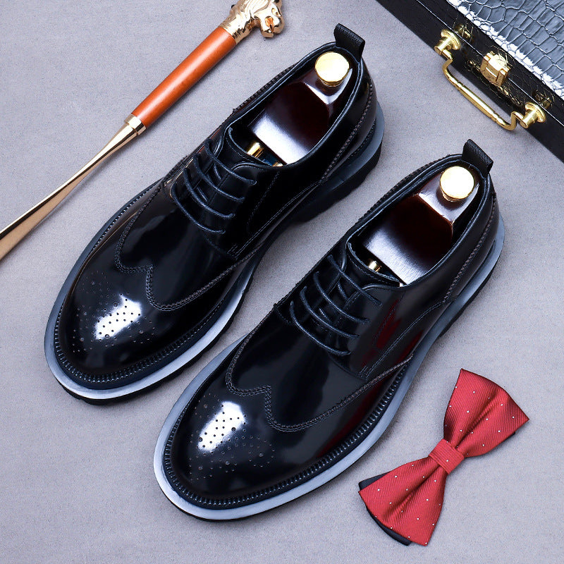Men's Carved Genuine Cowhide Lining Vintage British Handmade Platform Leather Shoes