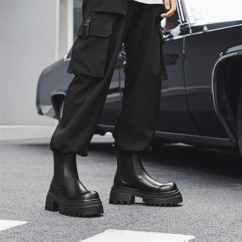 Men's Martin Winter Short Thick Bottom Slip-on Leather Shoes