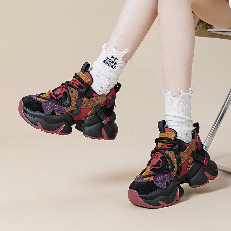 Women's Clunky Winter Fleece-lined Platform Height Increasing Sneakers