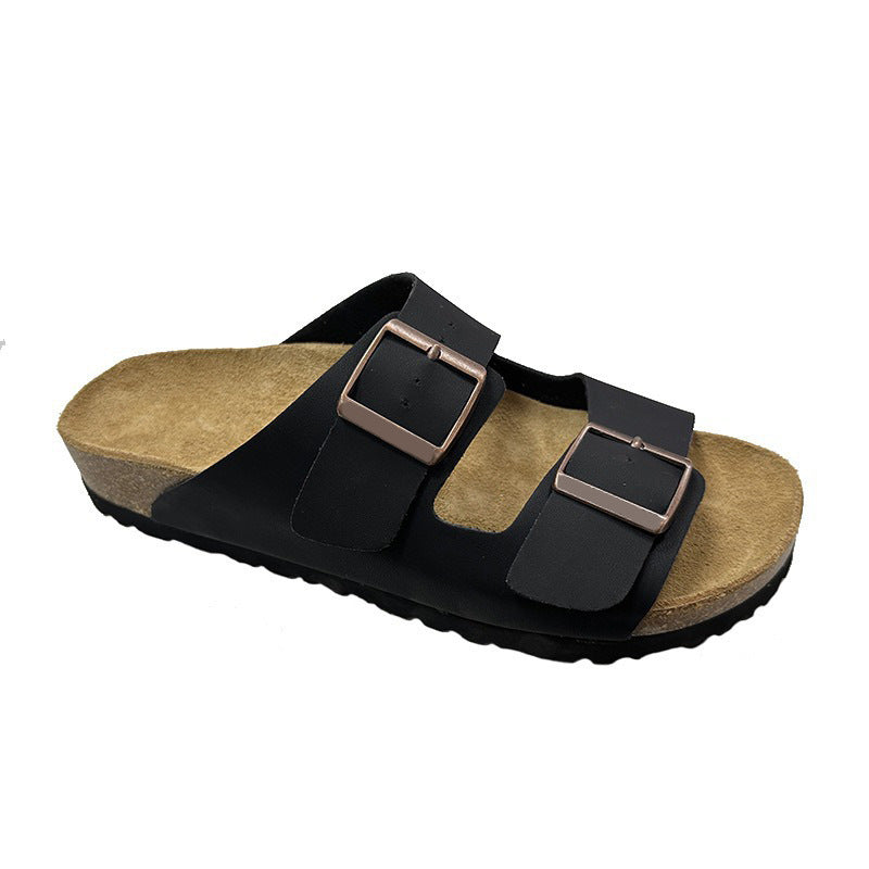 Women's & Men's Full Cowhide Genuine Cork Double-breasted Outerwear Sandals