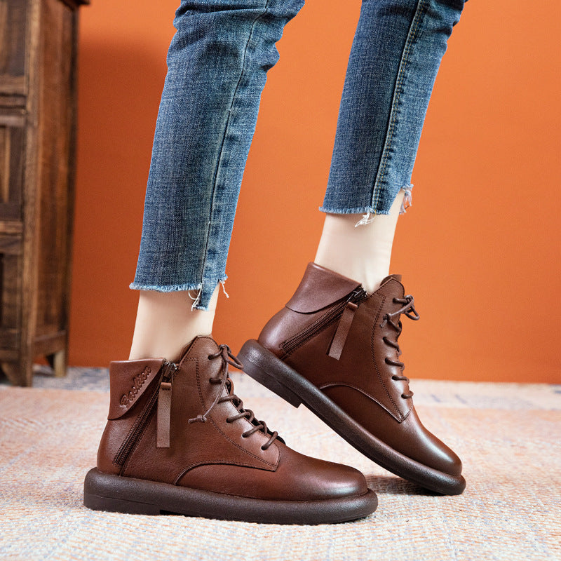 Women's First Layer Cowhide Martin Soft Bottom Surface Boots