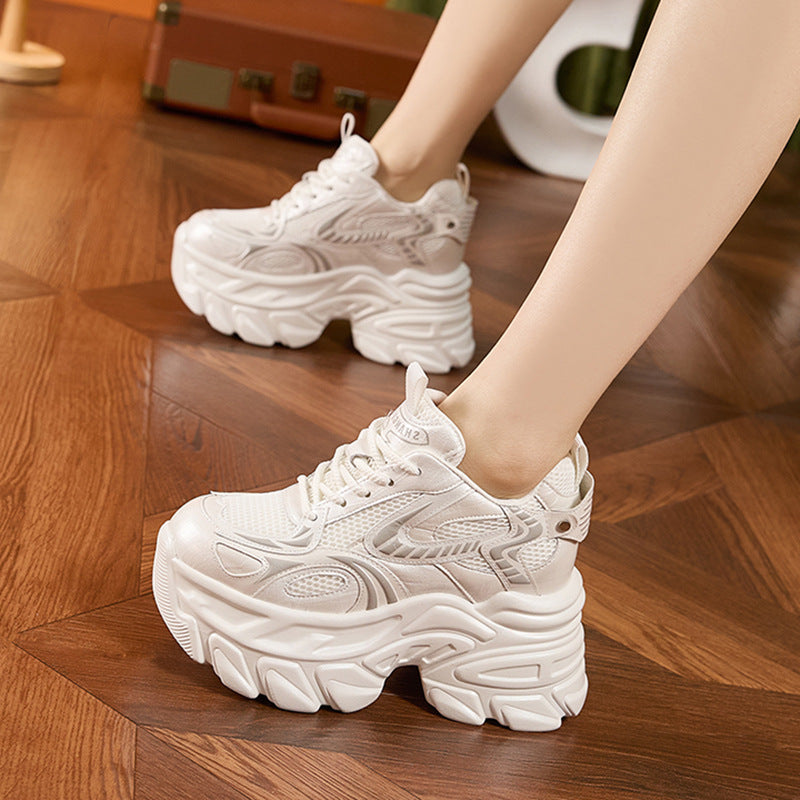 Women's Fashion Muffin Mesh Surface Platform Height Increasing Women's Sports Shoes