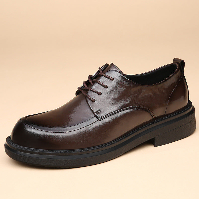 Men's Genuine Thick Bottom Breathable Soft Surface British Leather Shoes