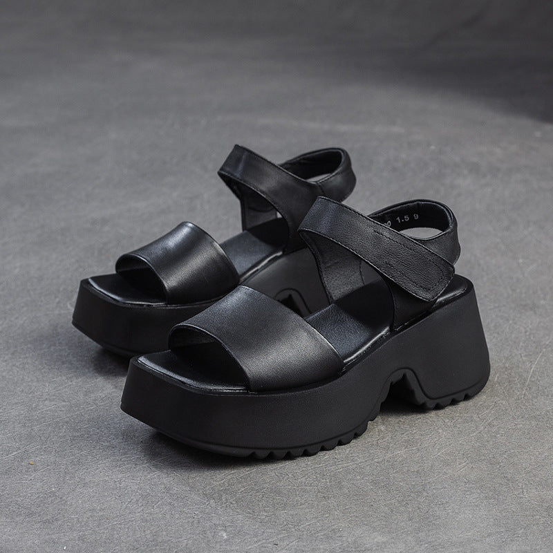 Women's Retro Peep Toe Square English Style Small Sandals