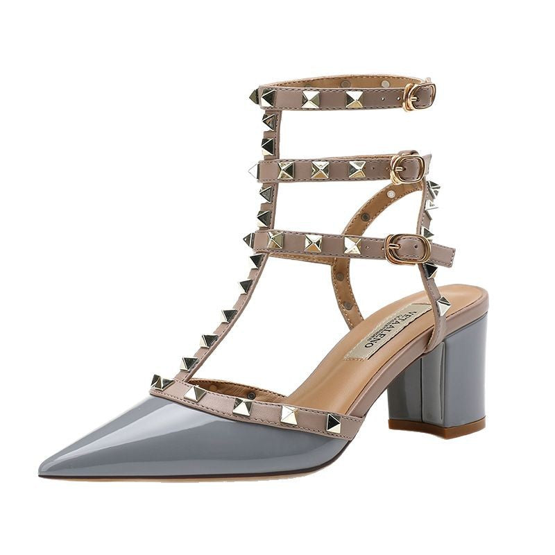 Women's Patent Low-cut Pointed Toe Closed Gentle Heels