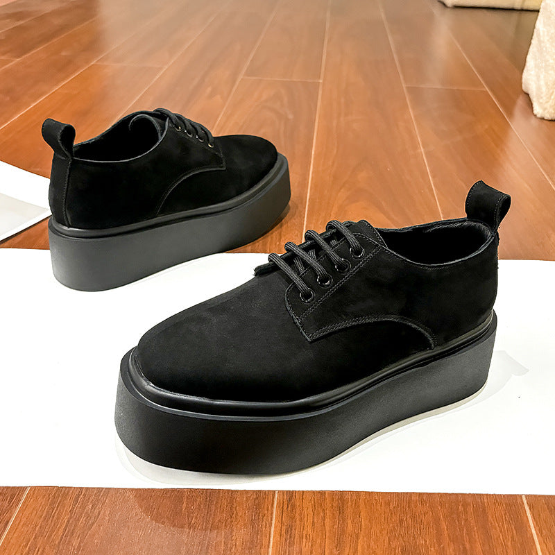 Women's British Small Height Increasing Platform Authentic Square Women's Fashion Shoes