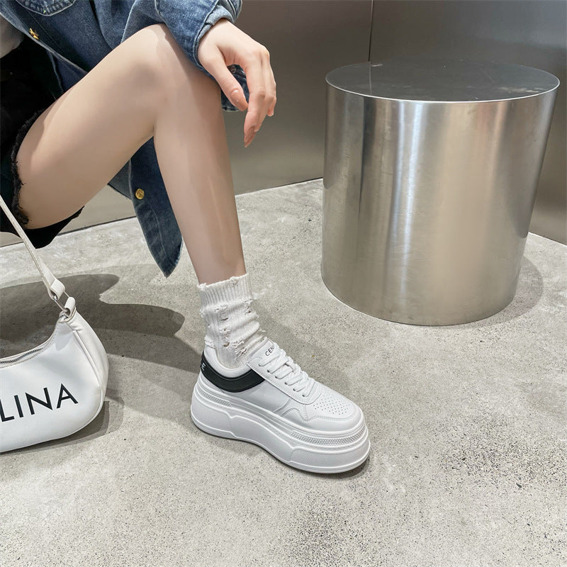 Women's Light Platform White Autumn Genuine Pure Casual Shoes