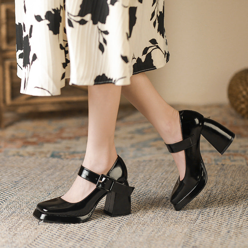 Women's Waterproof Platform High Autumn Chunky Square Women's Shoes