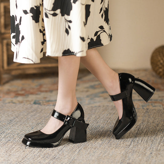 Women's Waterproof Platform High Autumn Chunky Square Women's Shoes