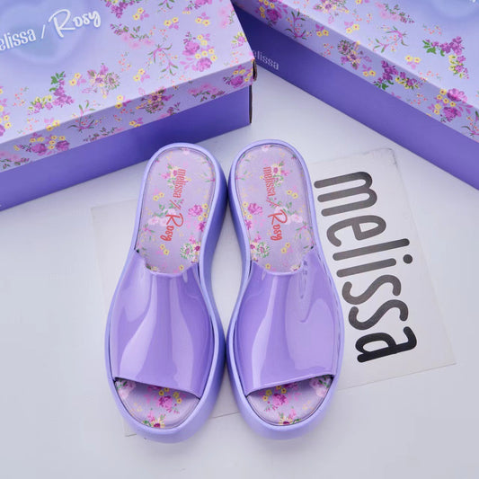Women's Gel Purple Platform Flip-flops Beach Slippers