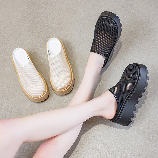Women's Mesh Closed Toe Half Outer Wear Slippers