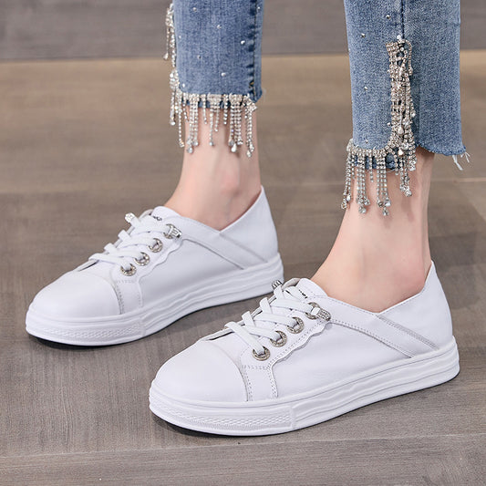 Women's White Summer Round Toe Fashion Sports First Casual Shoes